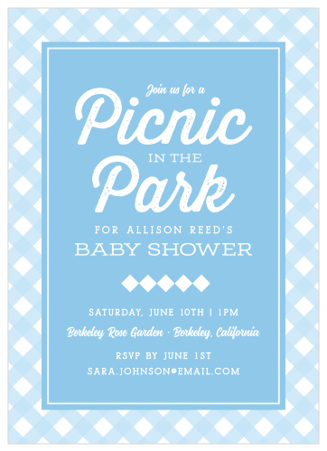Surround yourself with the people you care about most using the cute, fresh design of our Picnic Blanket Baby Shower Invitations.