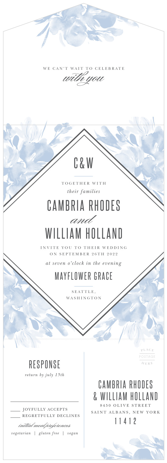 The Subtle Fleuriste Seal & Send Wedding Invitations are understatedly elegant, just as the first impression of your wedding will be.