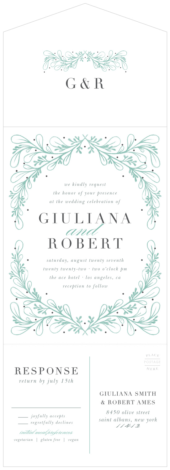 Turn your wedding fantasy into reality with the elegant design of our Fairytale Frame Seal & Send Wedding Invitations.