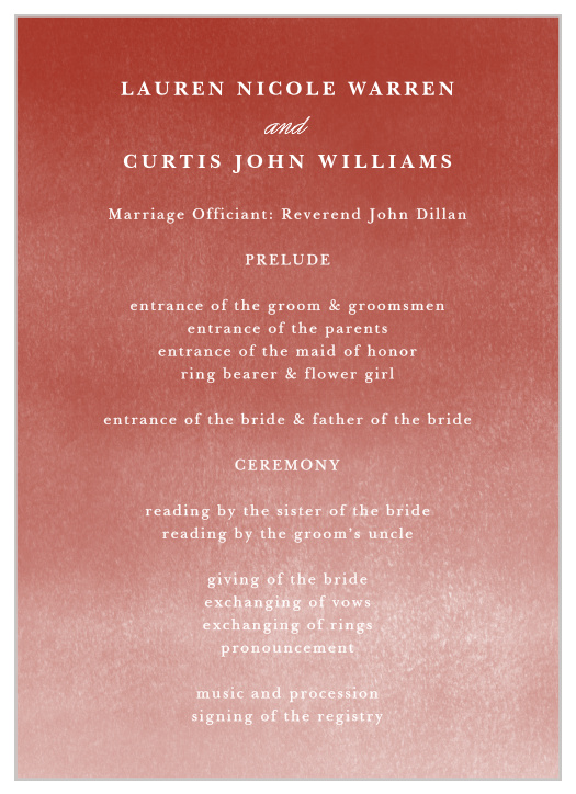 Walk family and friends through every step of your ceremony with our Happy Couple Wedding Programs.