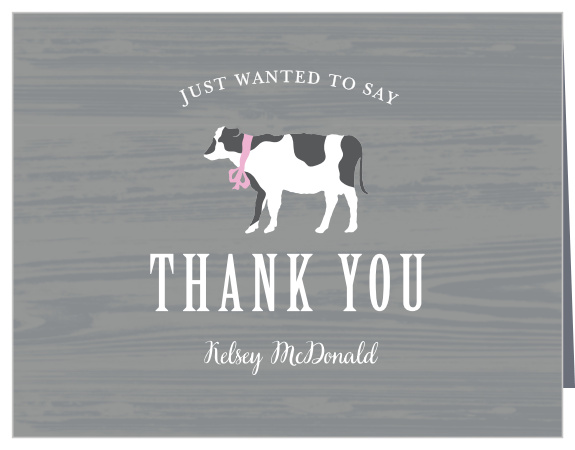 Show your appreciation for the support of your friends and family with our Country Calf Baby Shower Thank You Cards.