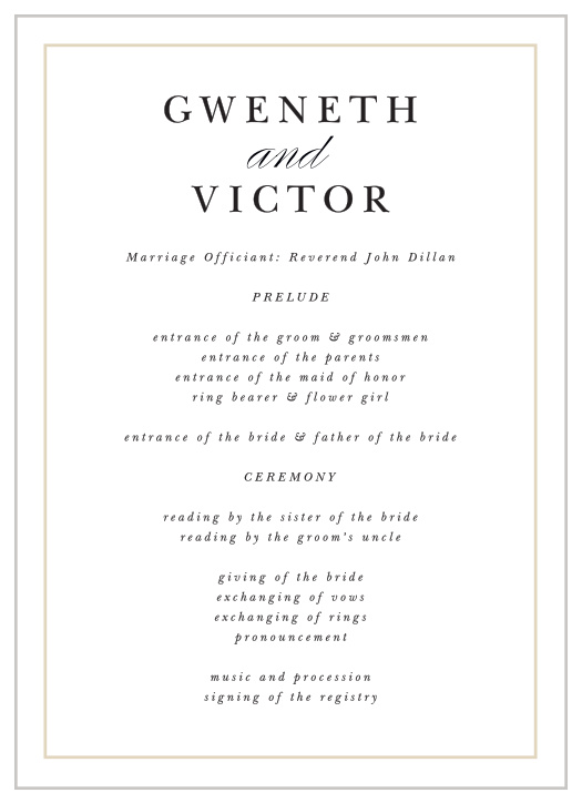 Our Forever Photo Wedding Programs keep family and friends up-to-date throughout your ceremony.