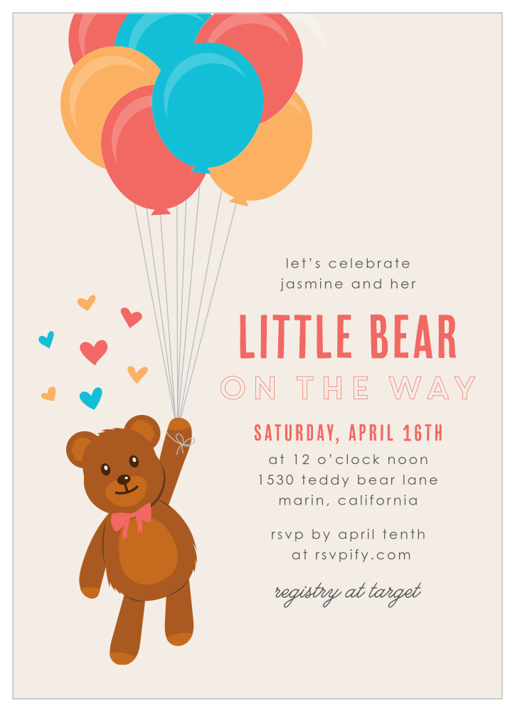 Little Bear Baby Shower Invitations