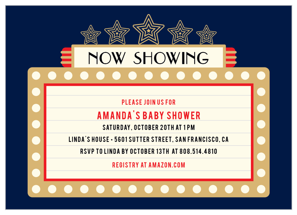 At The Movies Baby Shower Invitations