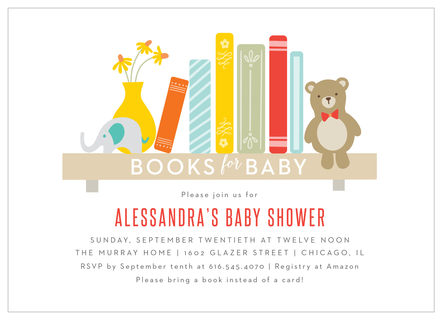 Book Shelf Baby Shower Invitations