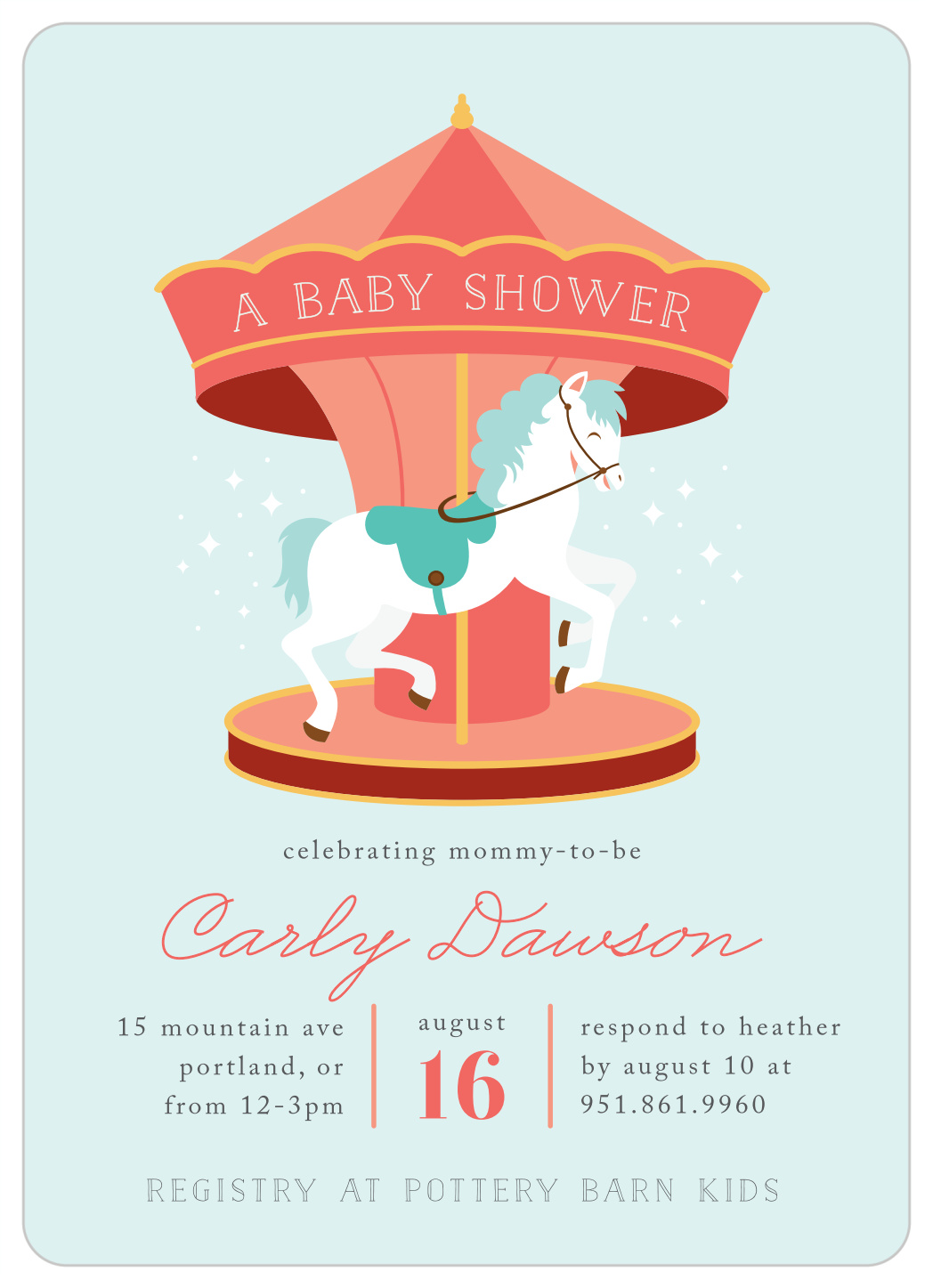 Carousel Horse Baby Shower Invitations