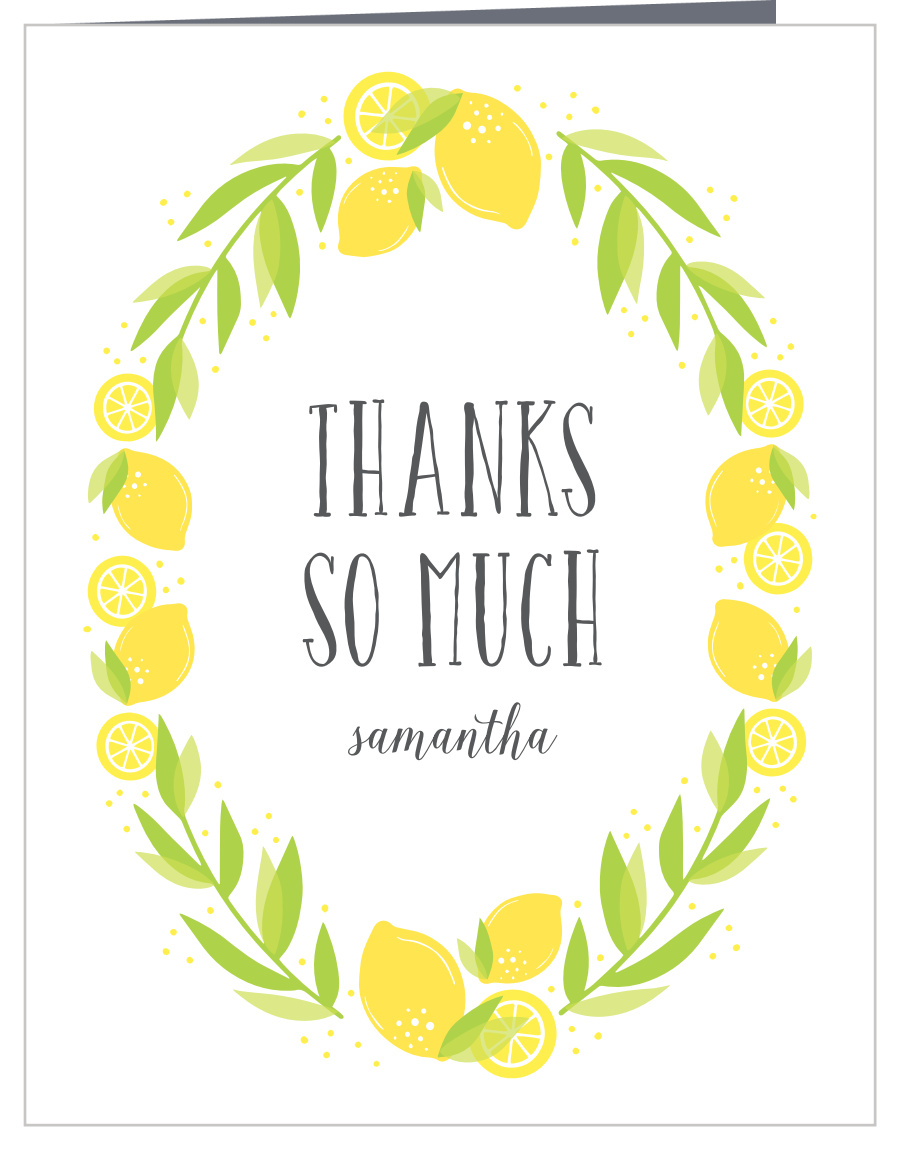 Lemonade Laurels Baby Shower Thank You Cards by Basic Invite