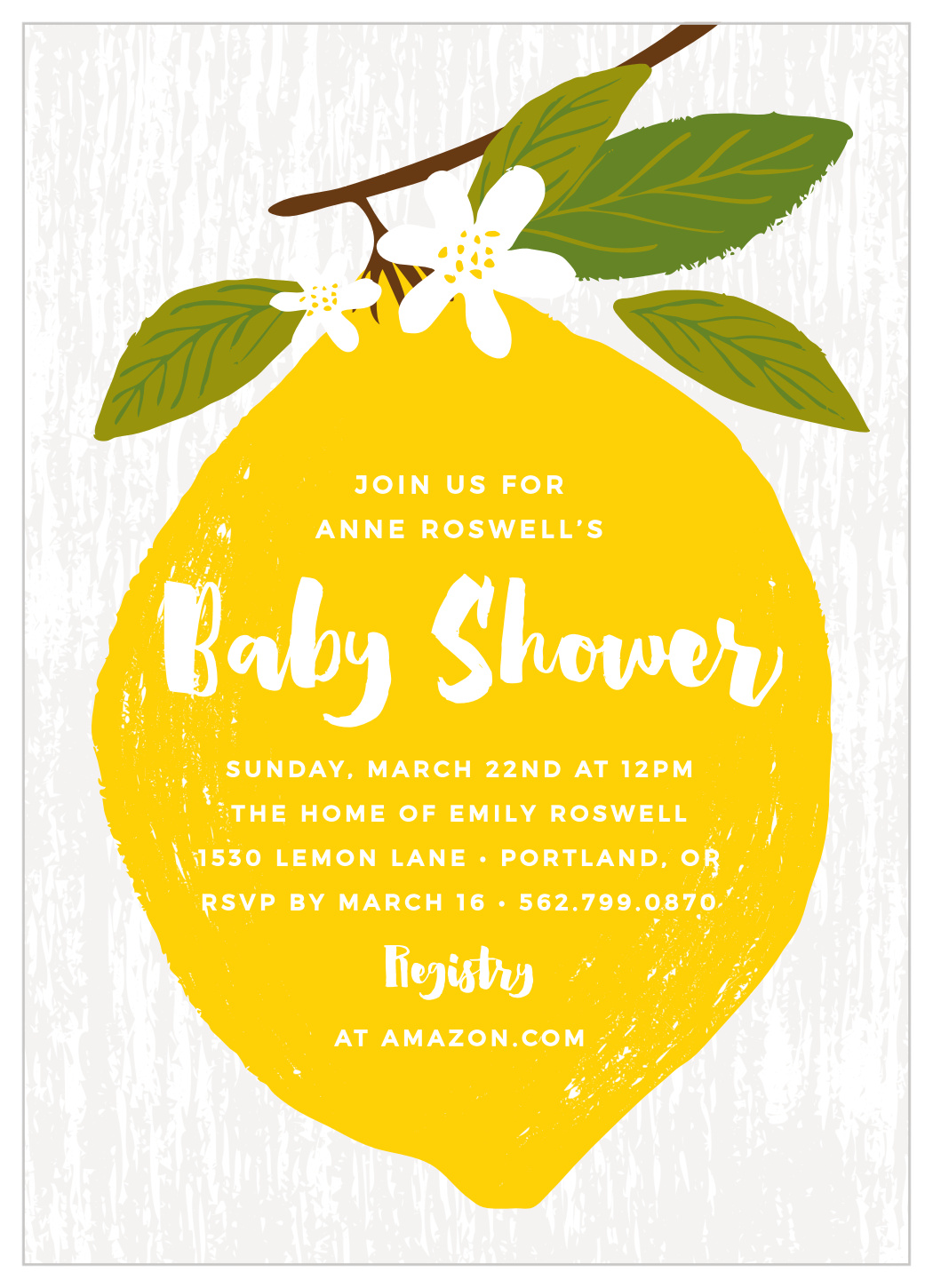 Lemon Shower Baby Shower Invitations