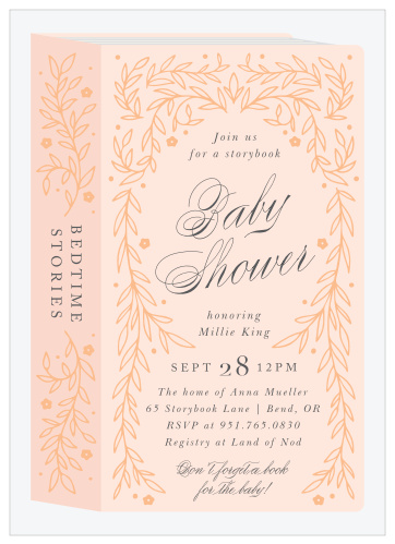 Invite your friends and family to this new chapter of your life with our Storybook Laurels Baby Shower Invitations.