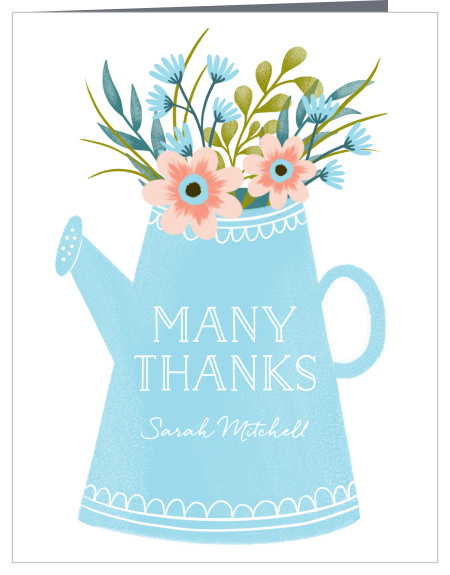 Show your appreciation to your friends and family with our Watering Pail Baby Shower Thank You Cards. 