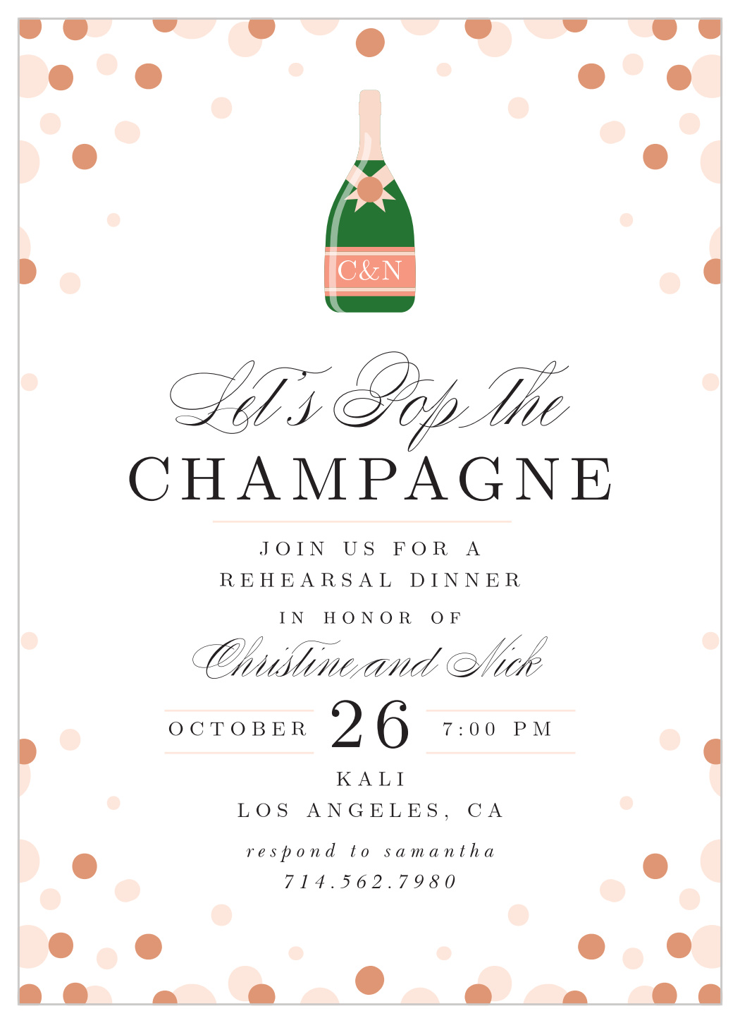 Pop the Champagne Rehearsal Dinner Invitations