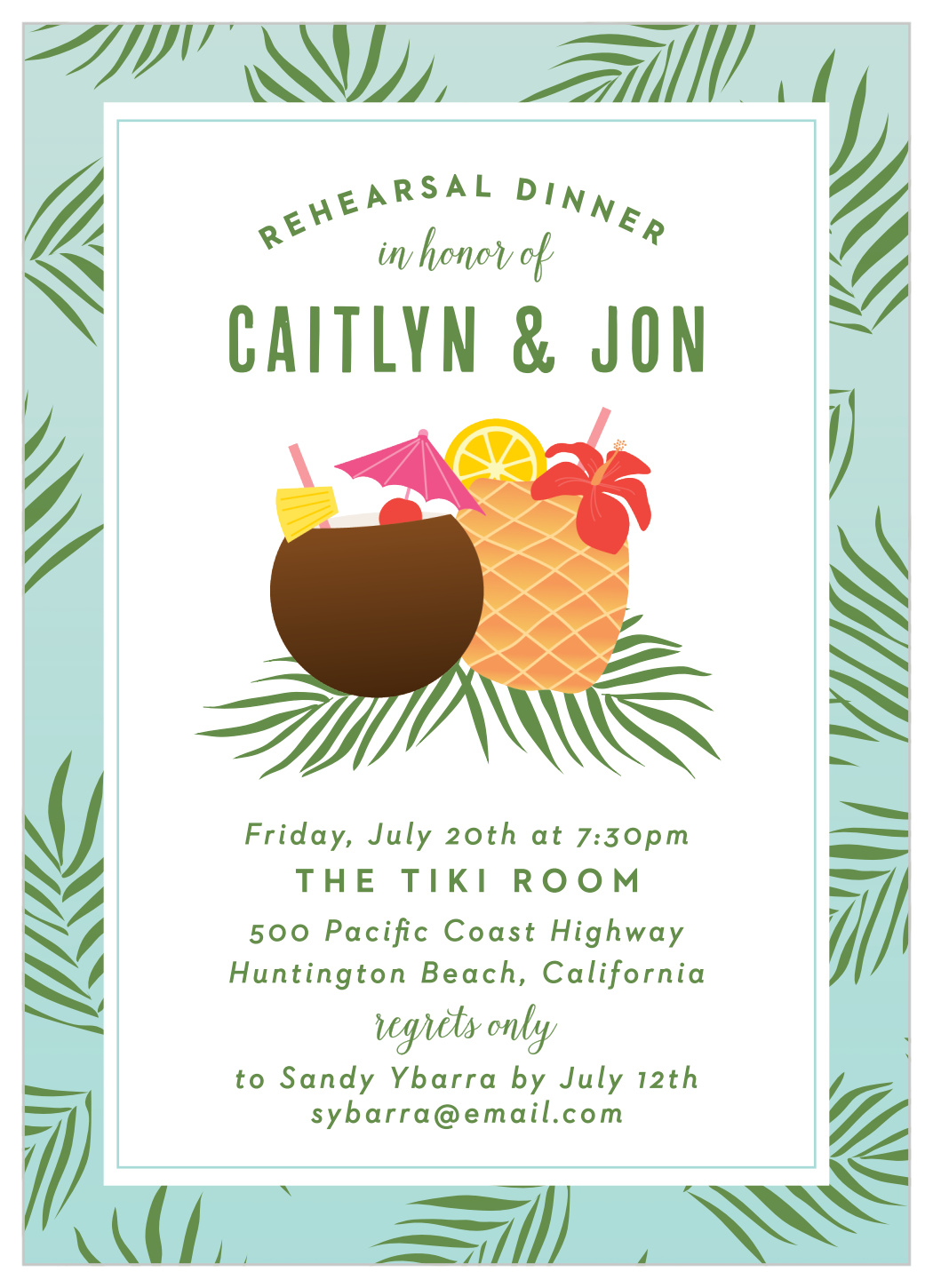 Tropical Island Rehearsal Dinner Invitations by Basic Invite