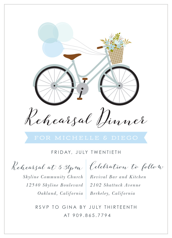 Bicycle Balloons Rehearsal Dinner Invitations
