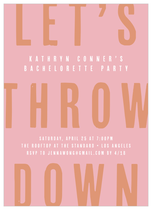 Celebrate going from Miss to Mrs with our Throw Down Bachelorette Party Invitations.