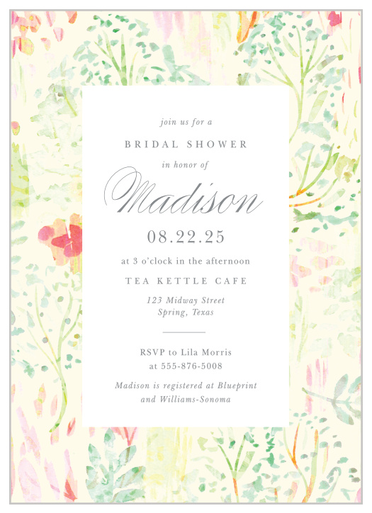 Invite your friends and family to celebrate your love with our Painted Florals Bridal Shower Invitations.