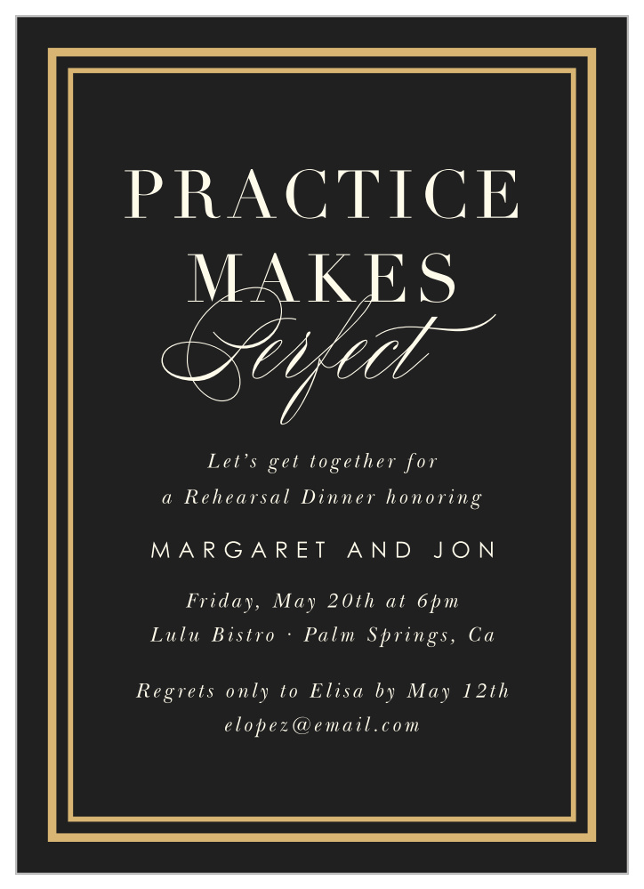 Practice Makes Perfect Rehearsal Dinner Invitations by Basic Invite