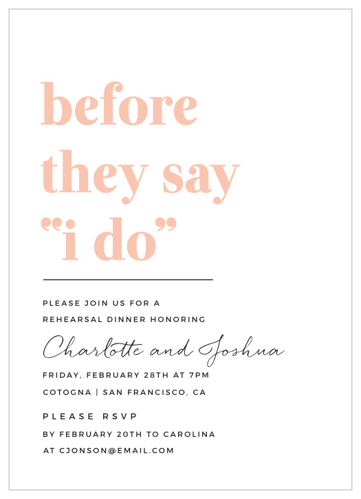 Wedding Dress Rehearsal Dinner Invites