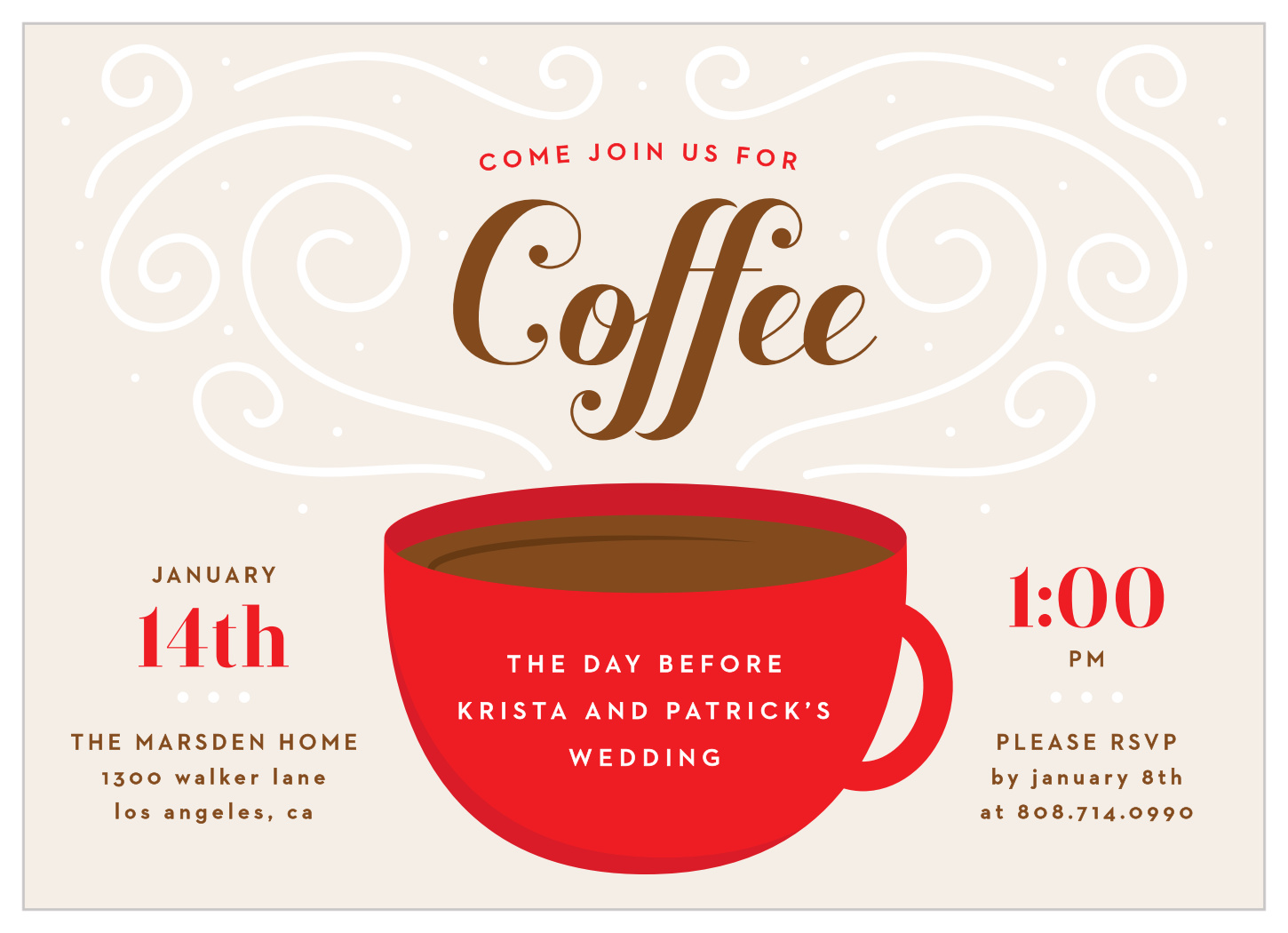 Coffee Time Rehearsal Dinner Invitations