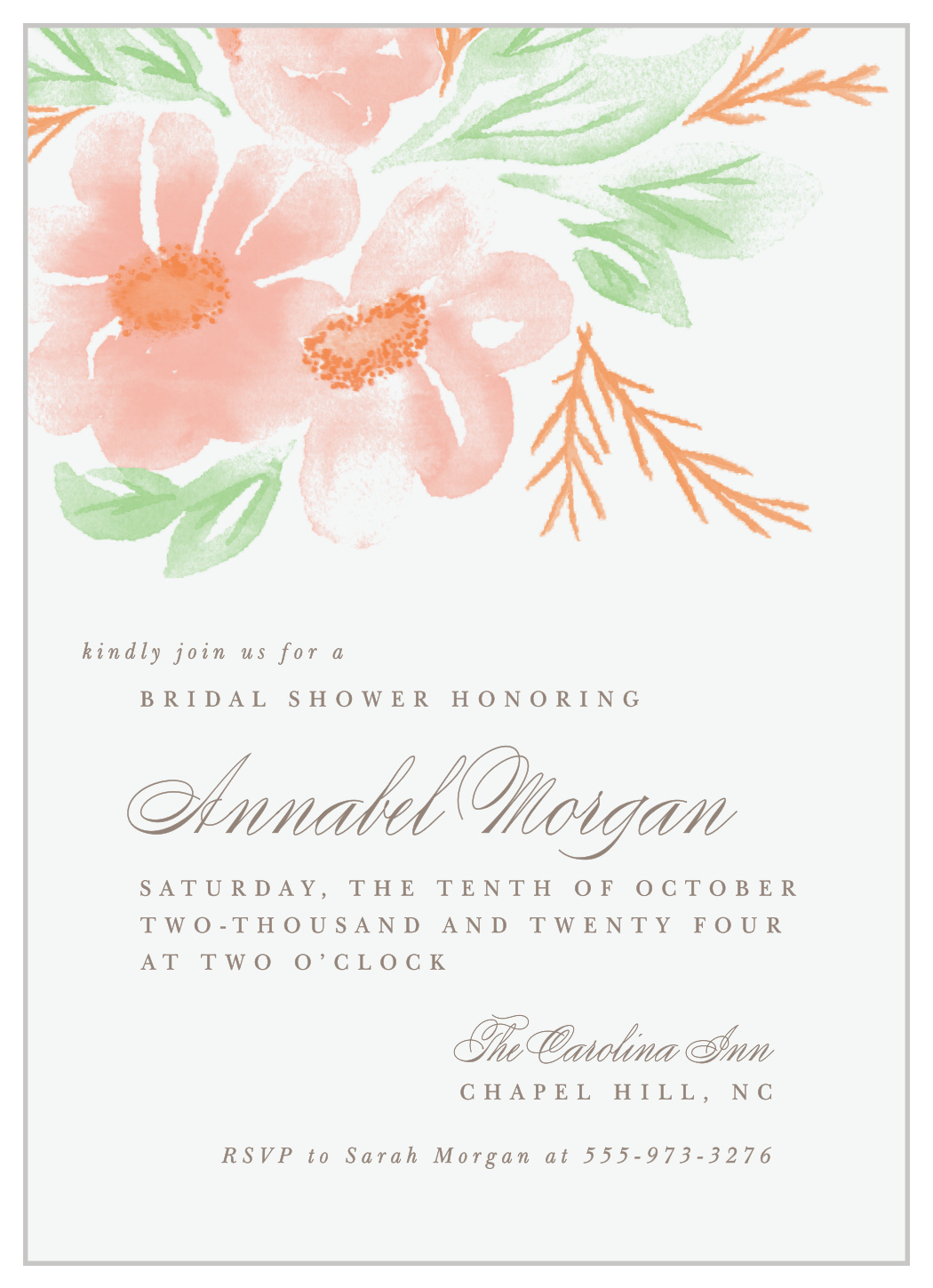 Delicate Bouquet Bridal Shower Invitations
