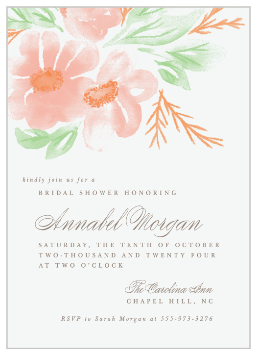 Gather your friends and family to celebrate your love with our Delicate Bouquet Bridal shower Invitations.
