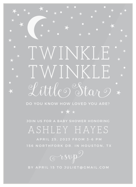 Moon Baby Shower Invitations - Match Your Color & Style Free!