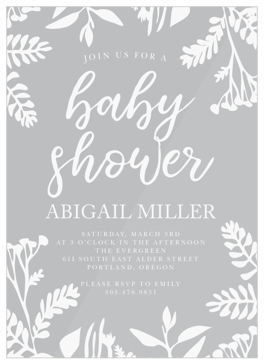 Gray baby cheap shower invitations