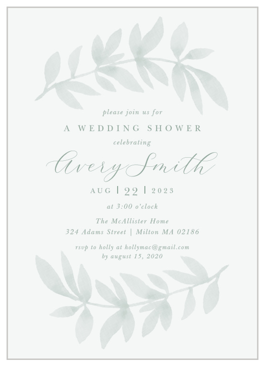 Invite your friends and family to celebrate you and your next chapter with our Leaf Sprigs Bridal Shower Invitations.