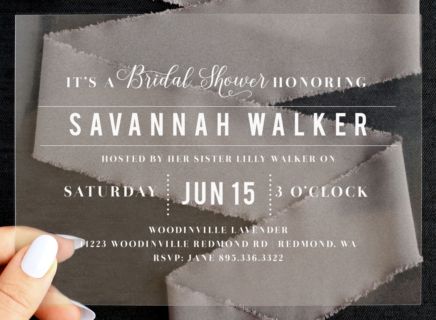 Chic Sophisticate Clear Bridal Shower Invitations