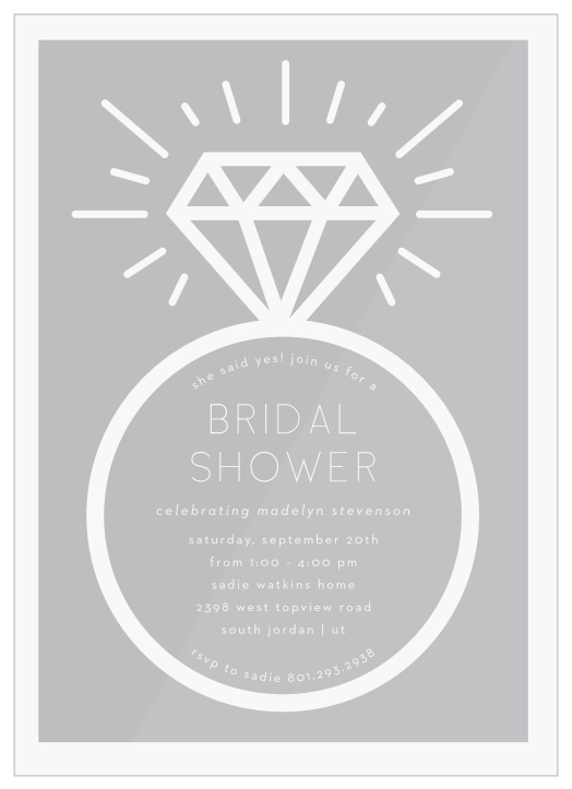 Let everyone know you said yes with our Diamond Ring Clear Bridal Shower Invitations!
