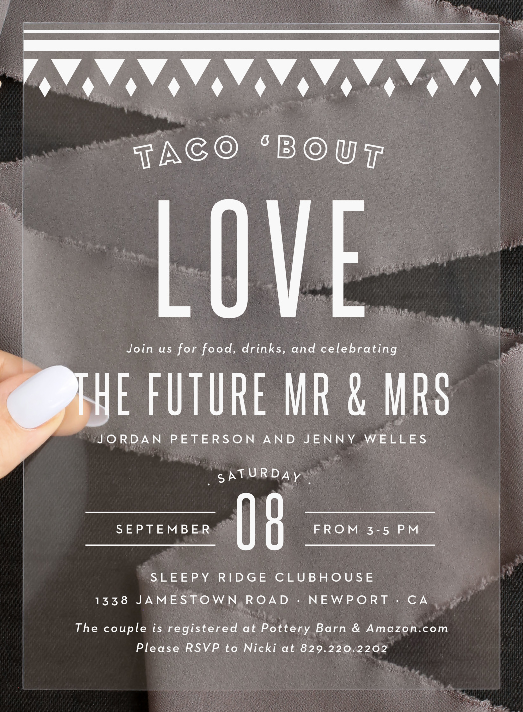 Taco Bout Love Clear Bridal Shower Invitations