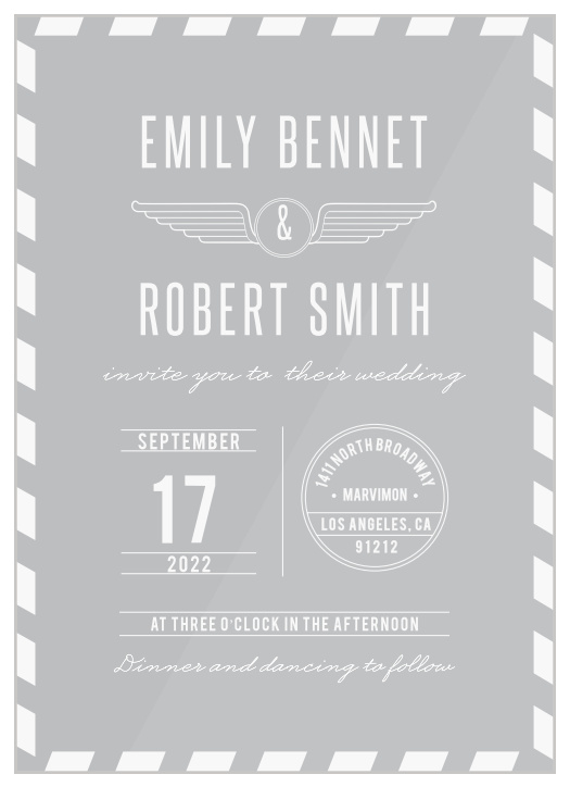 Celebrate your beautiful union with the vintage appearance of our Unique Airmail Clear Wedding Invitations.