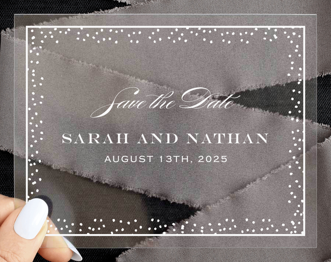 Antique Glamour Clear Save the Date Cards
