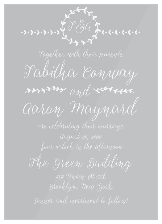 Invite your guests to your wedding in style with the Swell Fronds Clear Wedding Invitations.