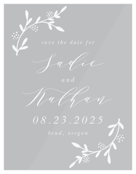 Whisk your guests away to your charming outdoor bash with the Lavish Berries Clear Save the Date Cards.