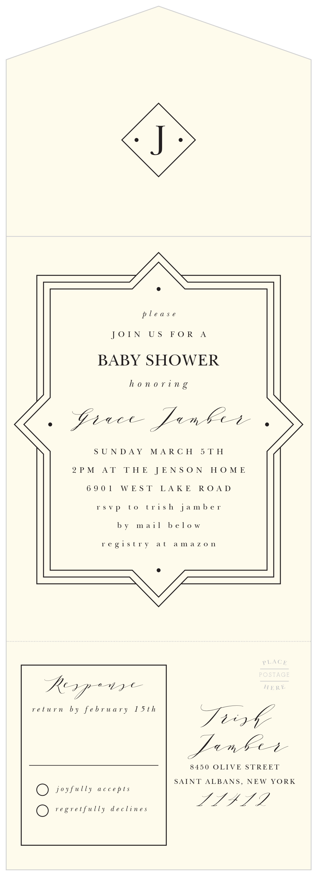 Elegant Deco Seal & Send Baby Shower Invitations