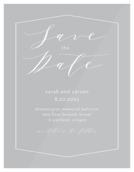 Our Lovely Blush Clear Save-the-Date Cards ensure that your loved ones mark their calendars well in advance of your special day.