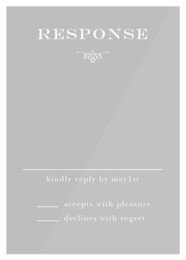 Use the Ornate Calligraphy Clear Response Cards from the Crafty Pie Collection at Basic Invite to get a head count for your posh event.