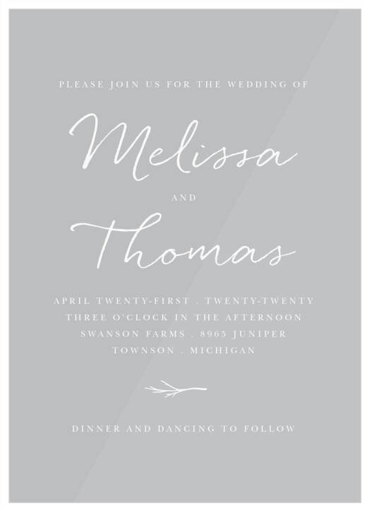 For a Gorgeous invitation befitting the elegance of your wedding plans, look no further than our Weathered Branch Clear Wedding Invitations.