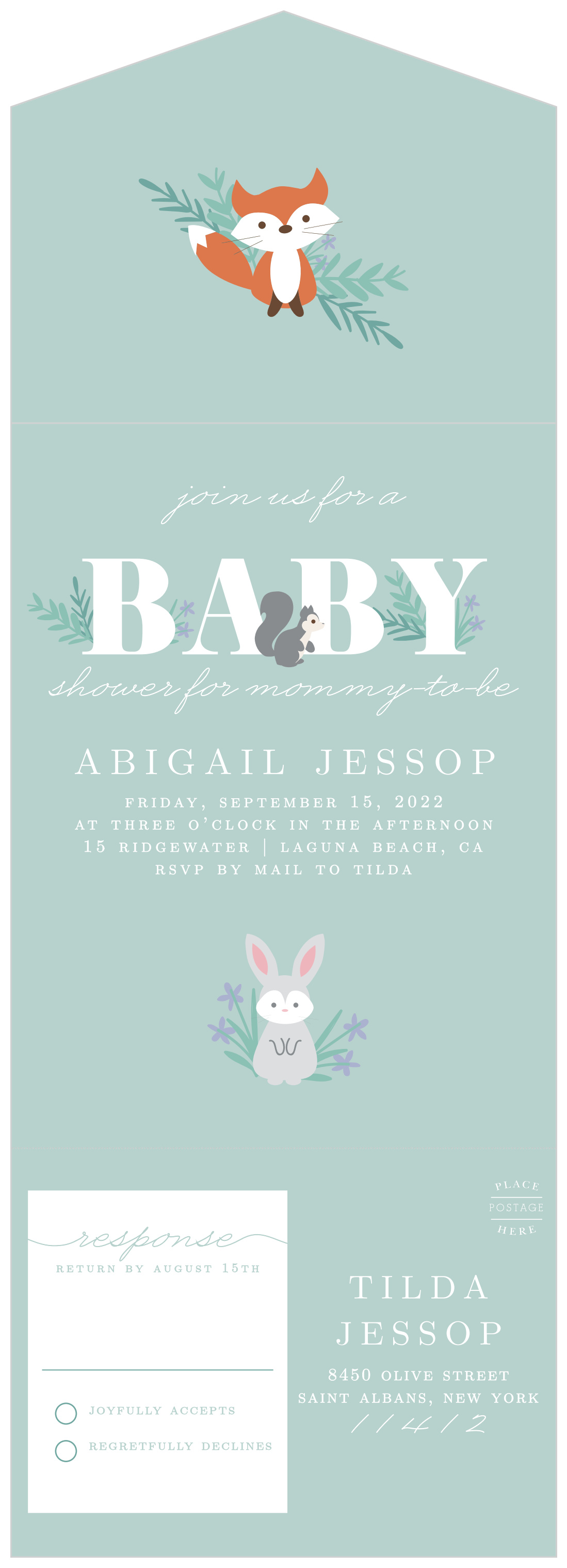 Friendly Forest Seal & Send Baby Shower Invitations