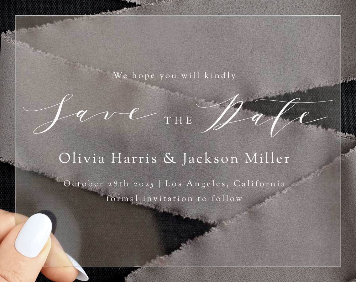 Smooth Intrigue Clear Save the Date Cards