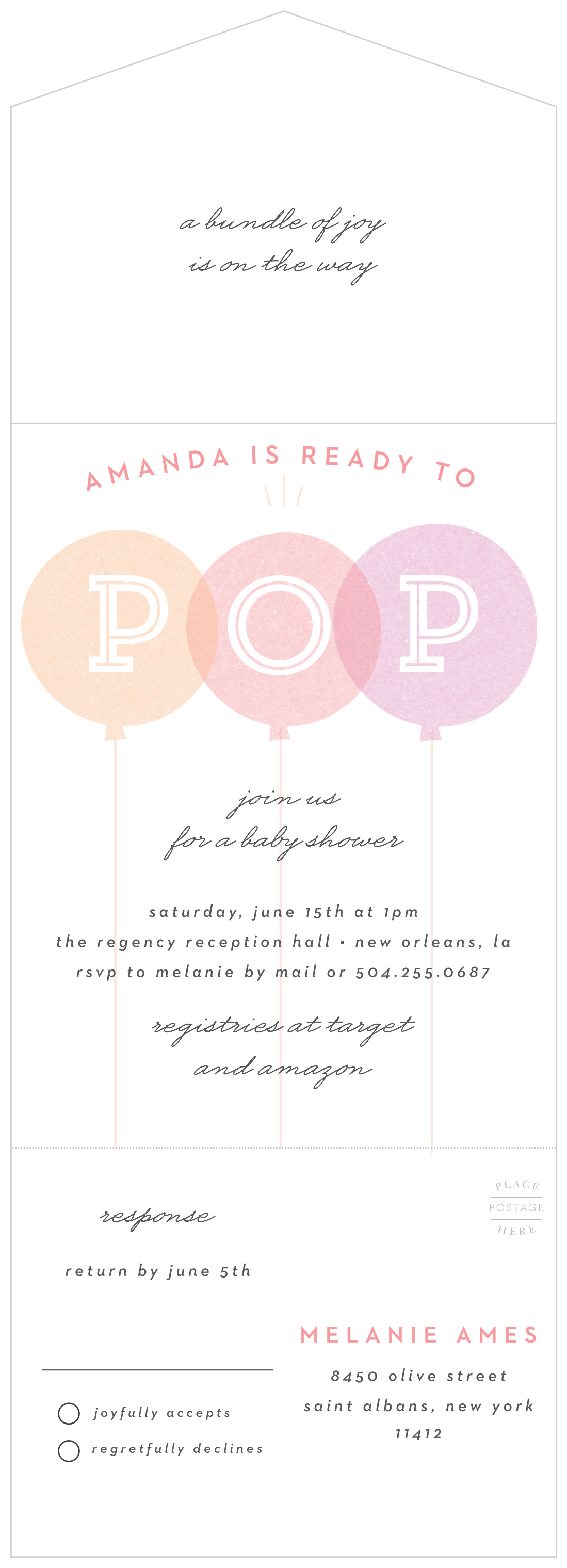 Blissful Balloons Seal & Send Baby Shower Invitations