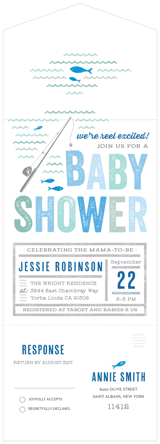 Reel Excited Baby Shower Invitations  Baby shower invitations for boys, Baby  shower invitations, Adventure baby shower invitations