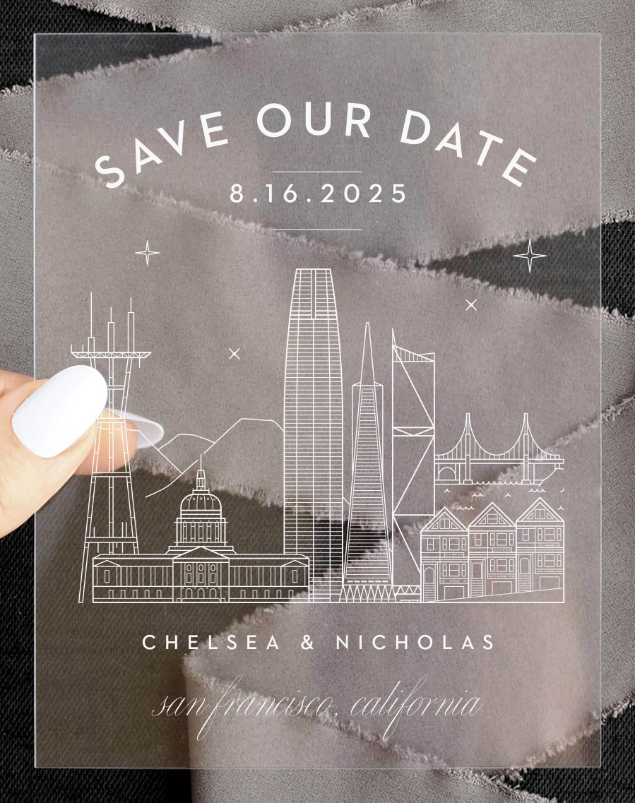 San Francisco Skyline Clear Save the Date Cards