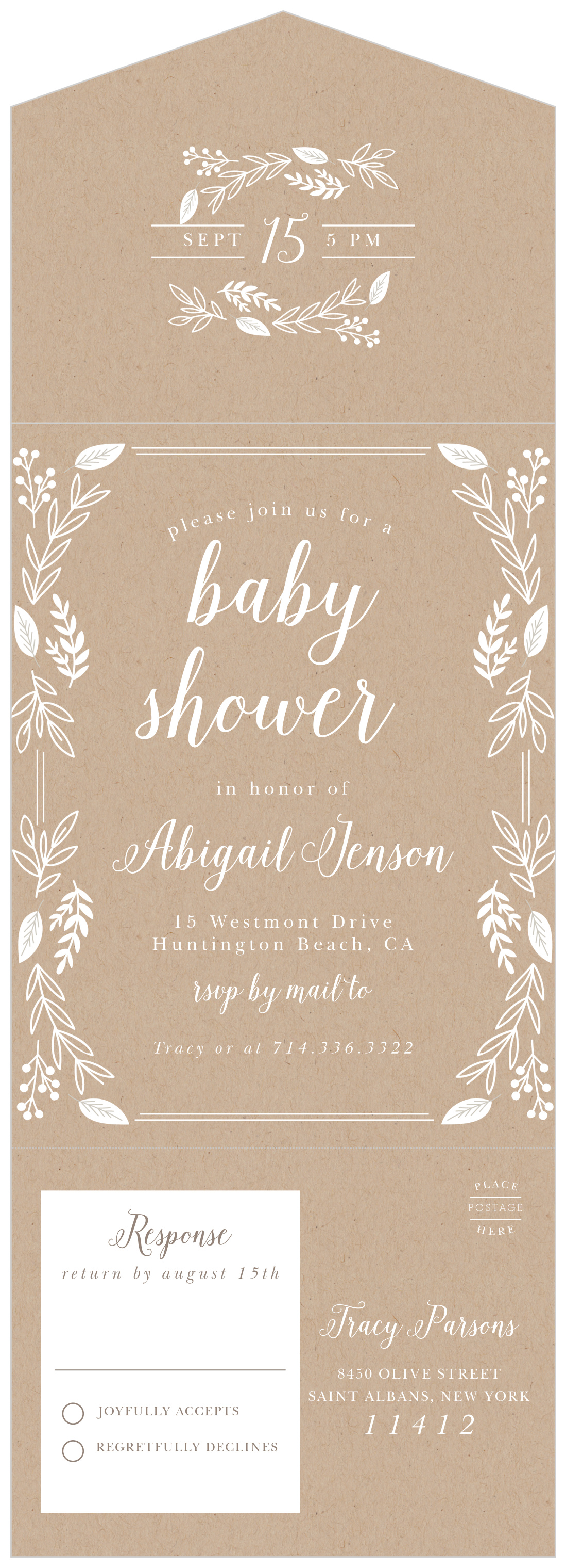 Petite Jardin Seal & Send Baby Shower Invitations