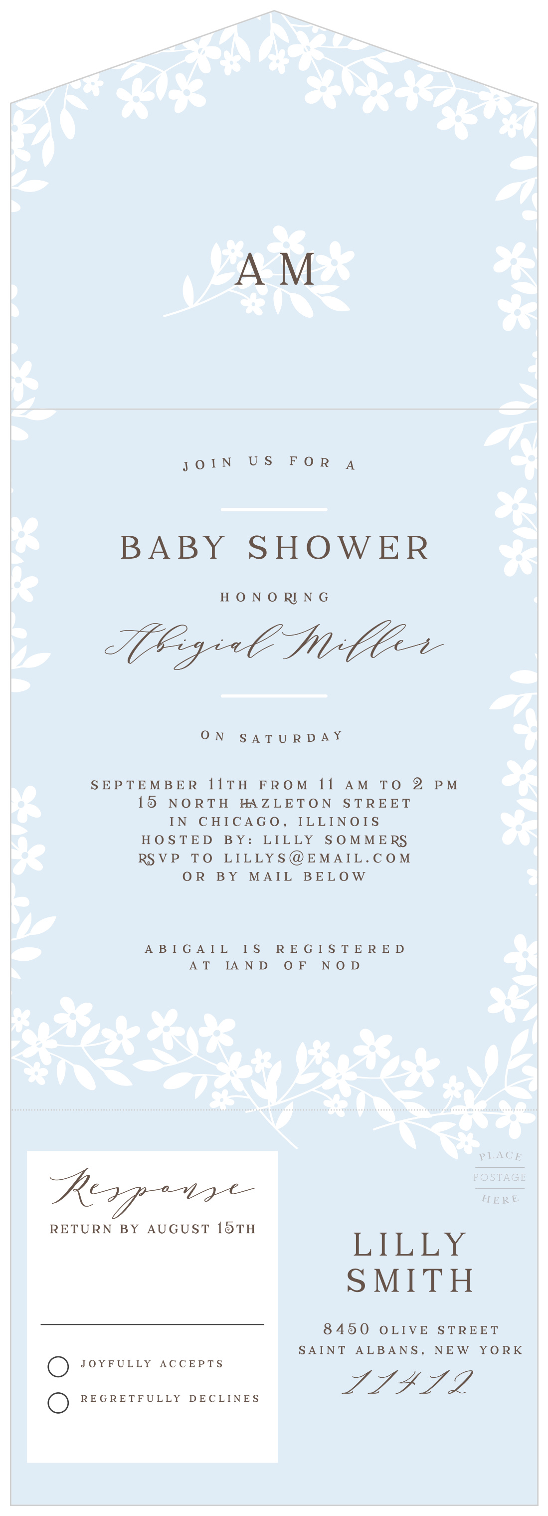 Garden Flowers Seal & Send Baby Shower Invitations