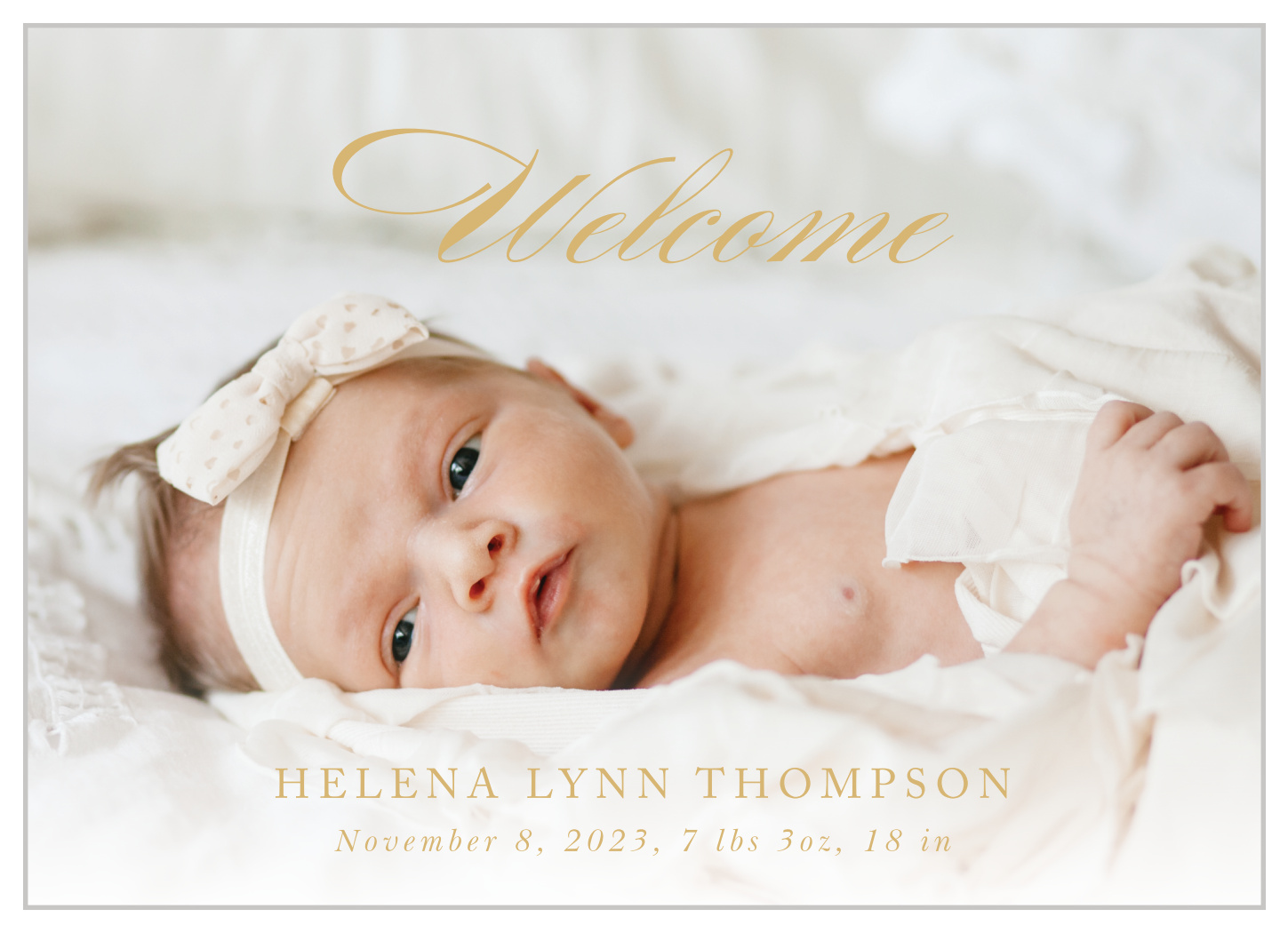 Welcome Gold Foil Birth Announcements