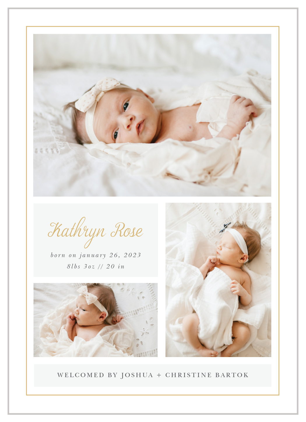 Gilded Outline Birth Announcements