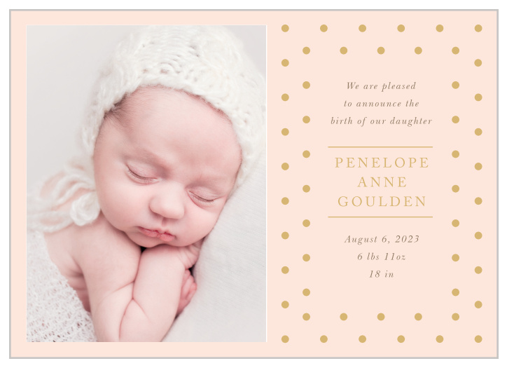 Let your loved ones know that you have a bundle of joy with our Dotted Celebration Foil Birth Announcements.