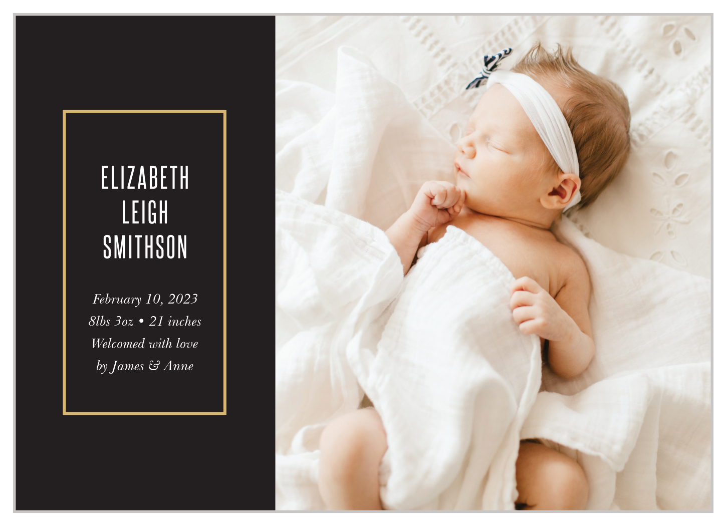 Gilded Baby Foil Birth Announcements