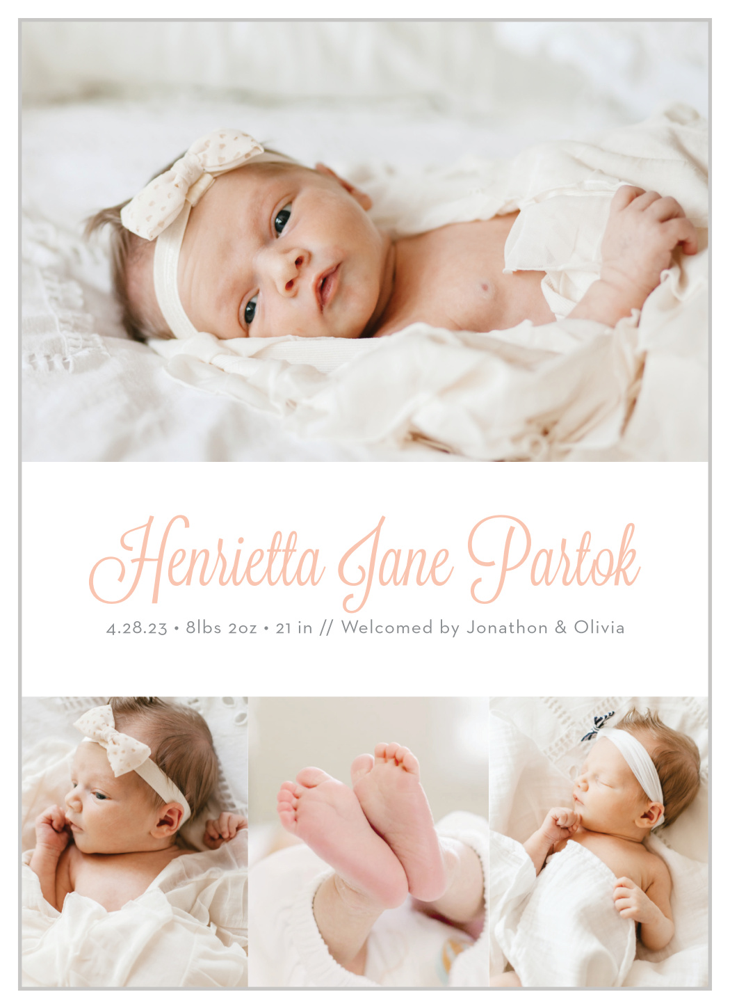 Front & Centered Birth Announcements